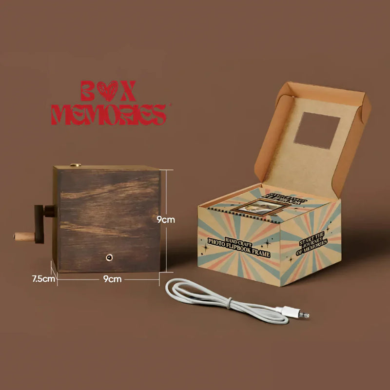 BoxMemories Charmed Love®- Caixa de fotos memorável personalizada a manivela e Led