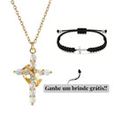 Colar Cruz & Coroa Charmed Love- Banhado a ouro e Prata+ PULSEIRA DE BRINDE